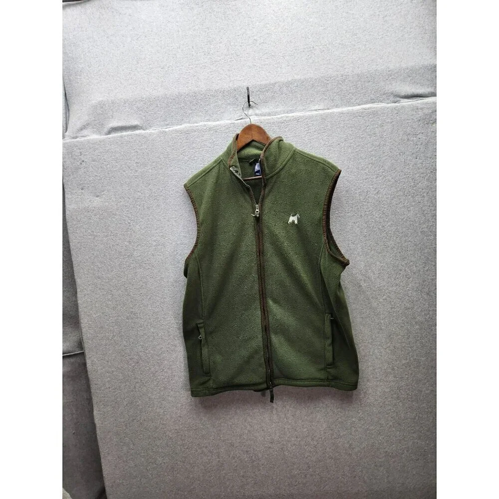 Premier Green Fleece Vest With Scottish Terrier Embroidery & Zipper Closure - Si